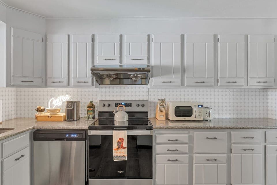 Cook and create in our fully equipped, retro-themed kitchen