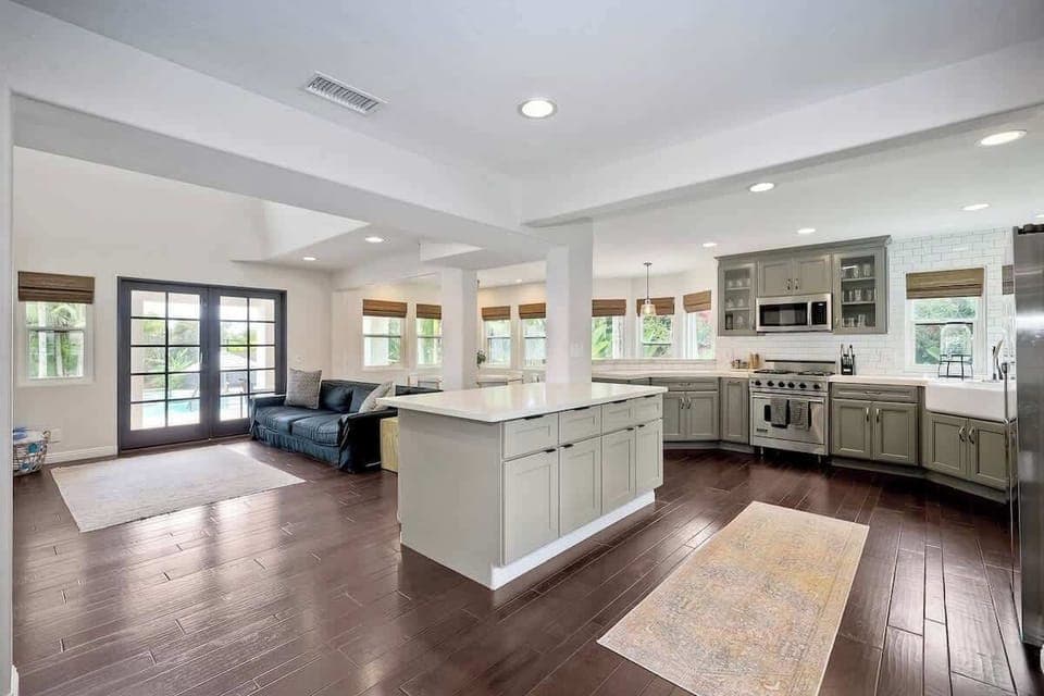 Open chefs kitchen with tons of natural light 