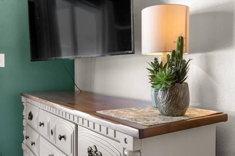 Tv and dresser in primary bedroom