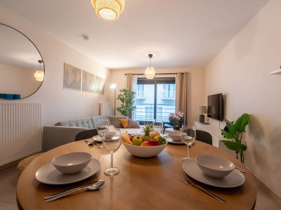 Interior Design, Flooring, Furniture, Ceiling, Floor, Kitchen & Dining Room Table, Dining Room, Table, Room, Home