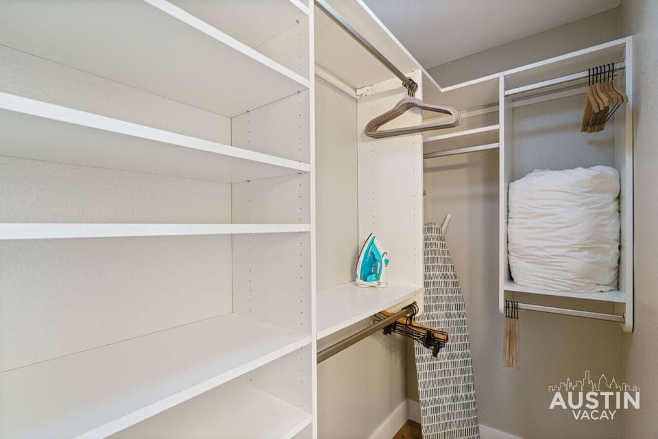 Unpack and feel right at home. This convenient closet offers ample space to store your luggage and belongings, making your stay as comfortable as possible.