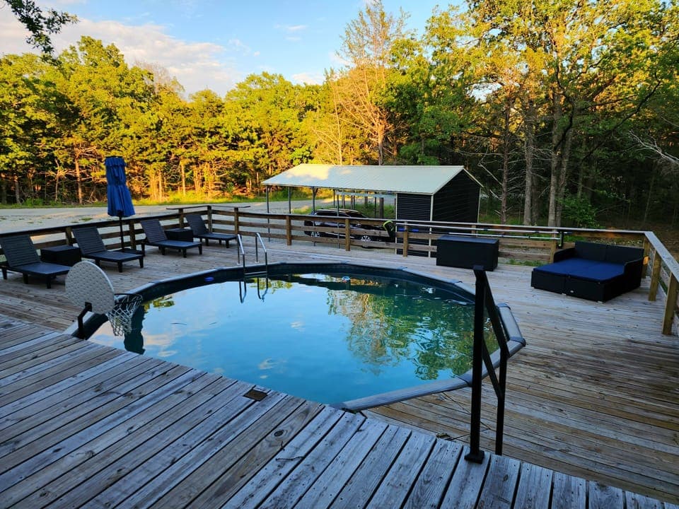 Pool, Deck, and Covered (2 vehicles)+ Uncovered (1-2 vehicles) Parking Areas