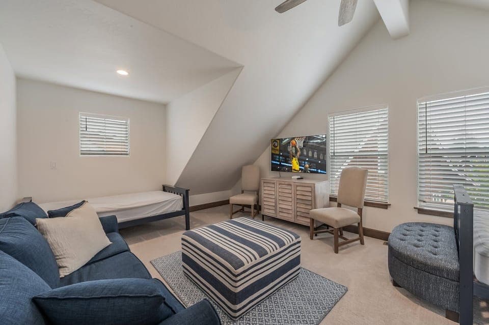 Comfortable seating area in upstairs bedroom