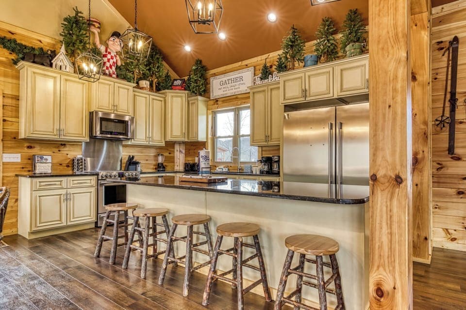 Vacation Rental with a Pool in Gatlinburg "Smoky Mountain Gold" - Fully furnished kitchen with two full size refrigerators