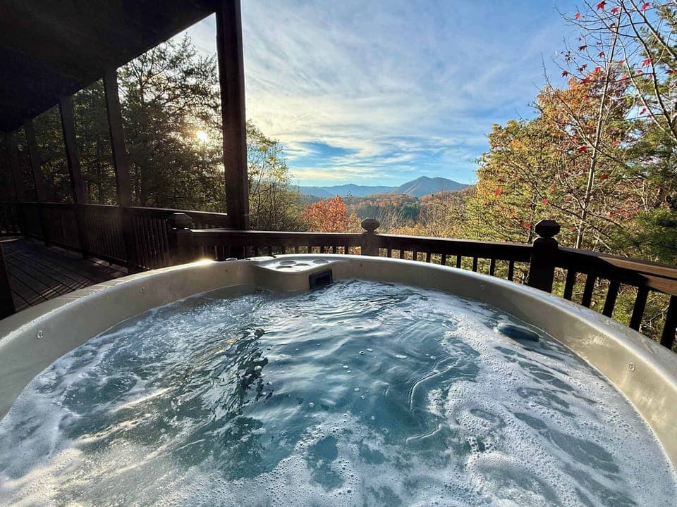 Relax in the hot tub with a Mountain View