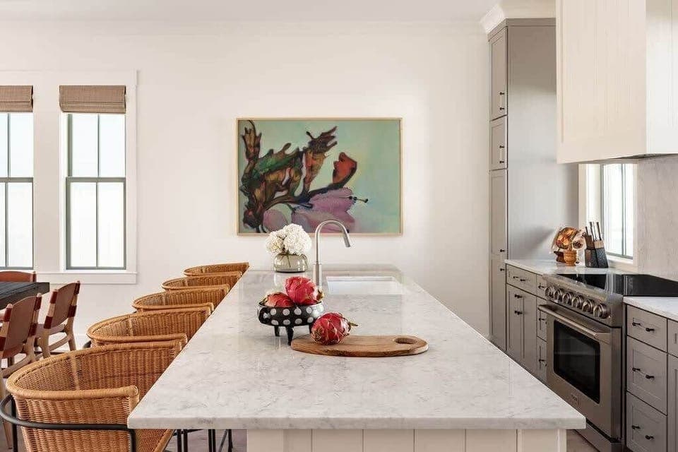 Chef’s Kitchen | First Floor | Fully Equipped | Electric Range | Bar Seating | Open Access to Dining Area | One of Two Identical Kitchens