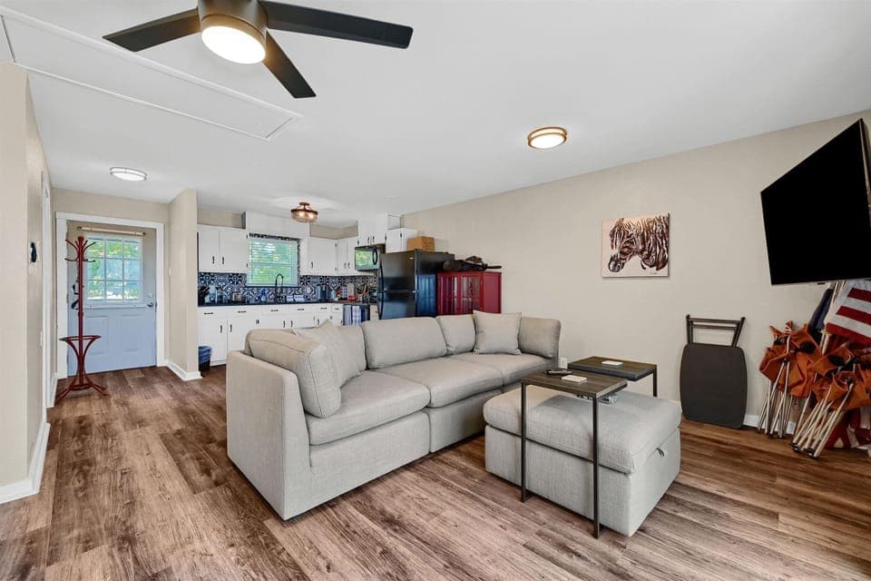 arranged the modular sofa to make a comfy sleeping area 1 adult or 2 kids