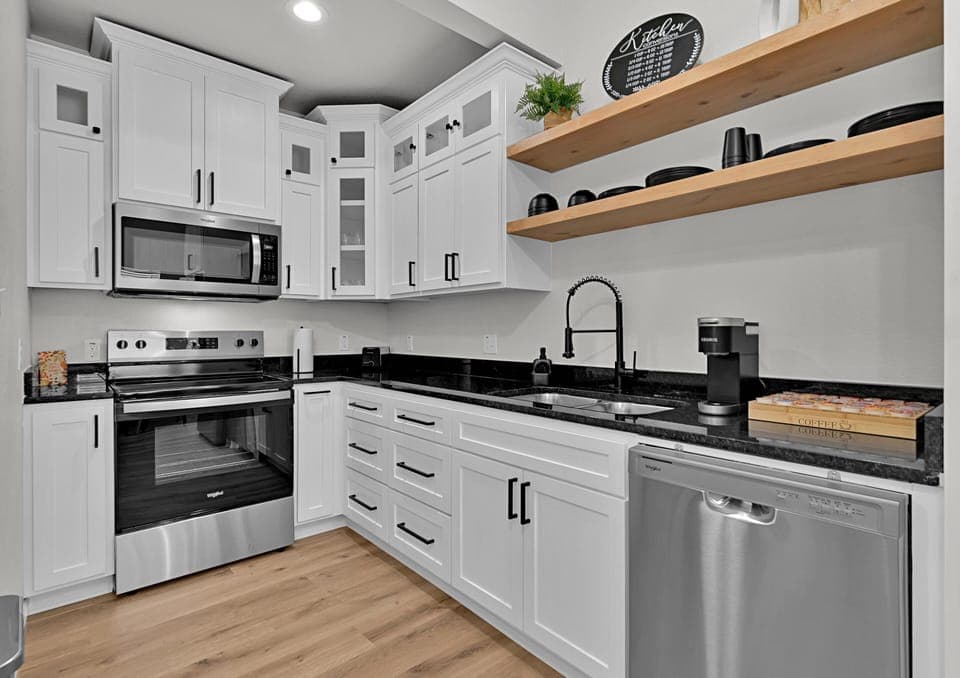 Beautiful kitchen, stocked and ready to go for you and your guests to use!