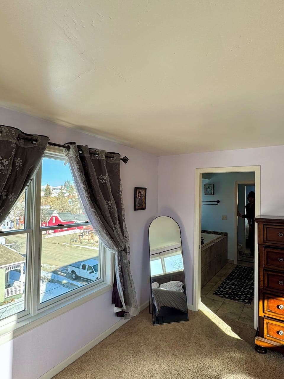 Master bedroom walk through to Jack and Jill bathroom