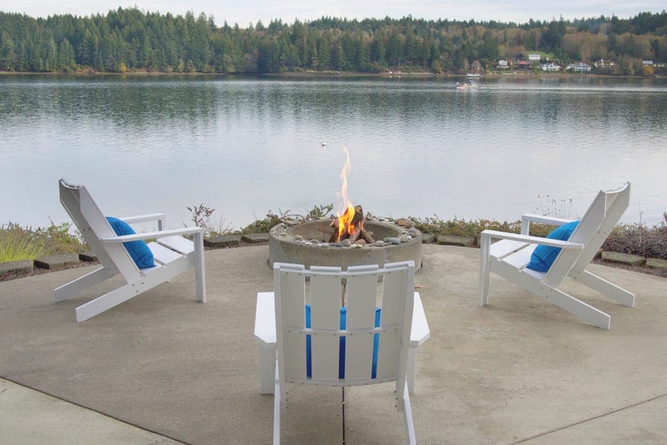 Views from the front porch of the house and fire pit.