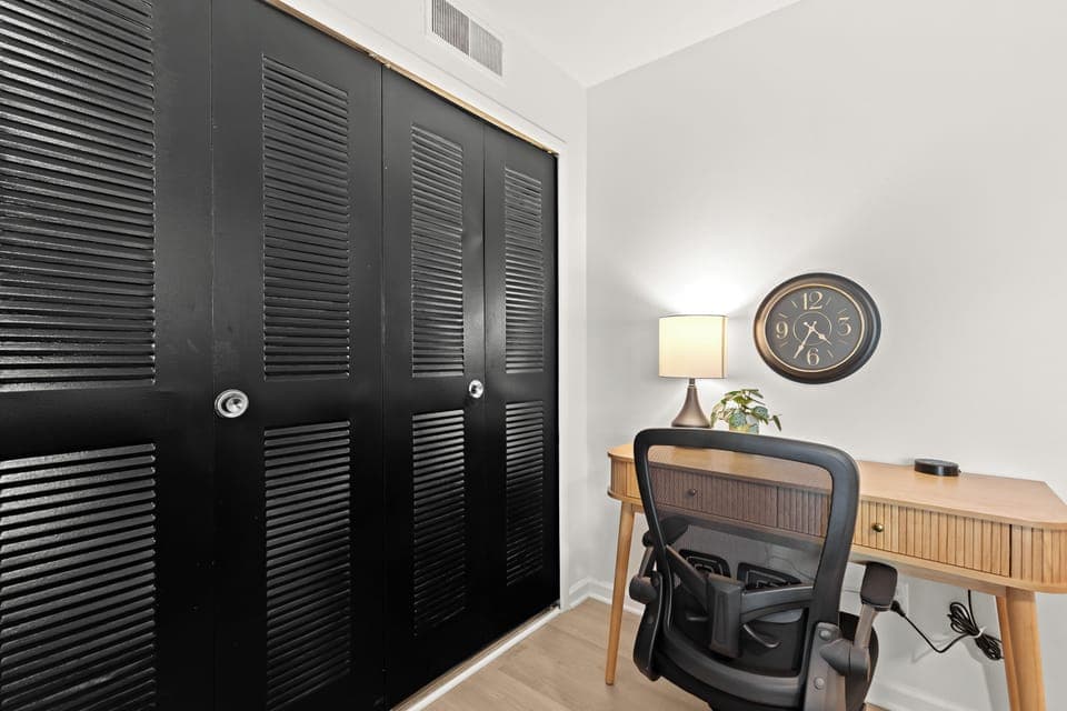 Handle work tasks or plan your outings from the comfort of this modern work area.