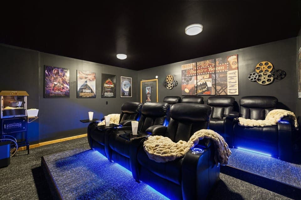 Movie nights just hit different with surround sound, themed decor, and cozy throws.