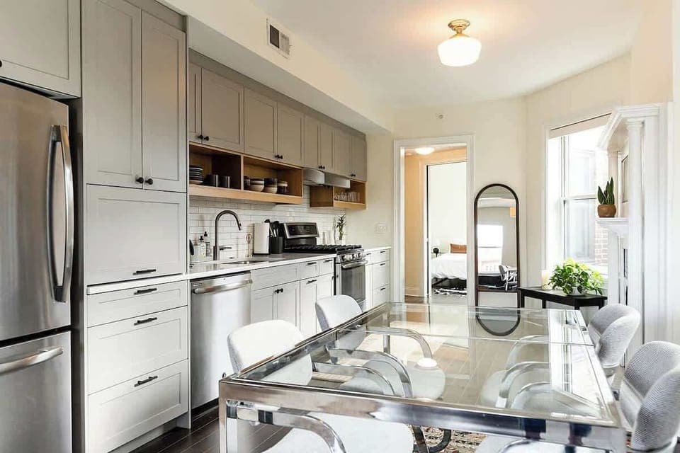 Kitchen- stocked with everything you need to prepare a meal!