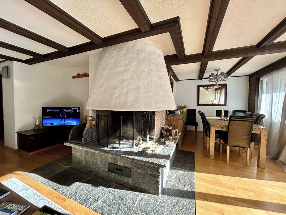 over view of the fire place in natural light 