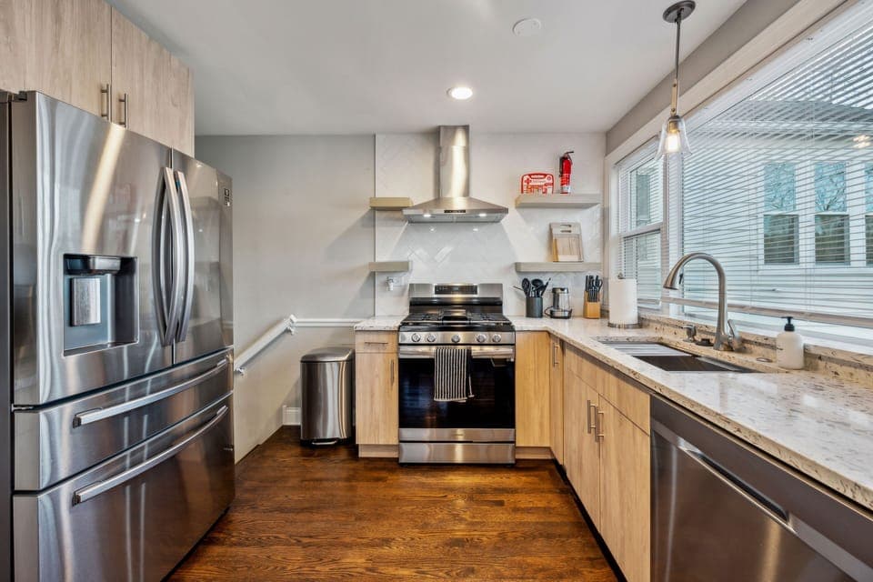 Indoors, Hardwood, Kitchen, Floor, Flooring
