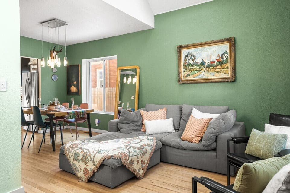 Upon entering you`ll be greeted by vaulted ceilings, natural light, and the perfect couch to plop down on after a long day of traveling