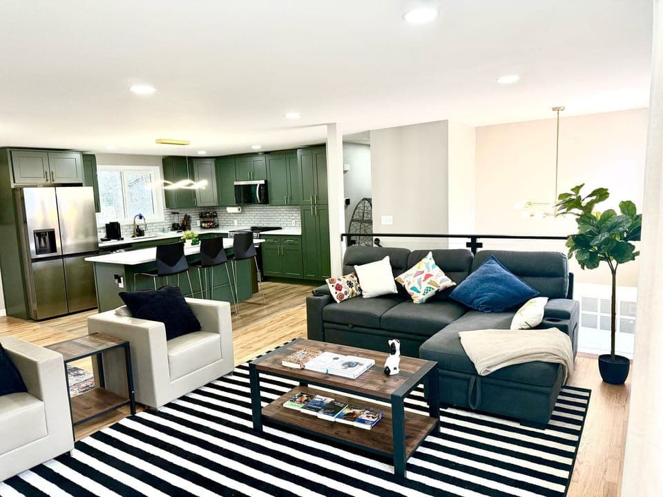 Cozy living room with sleeper sectional sofa