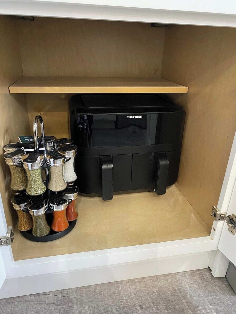 We weren't kidding when we said you get to use an air fryer during your stay! Full spice rack for the win as well.
