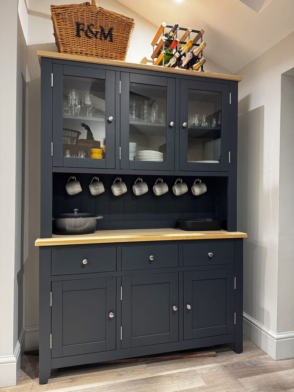 Plenty of crockery, cutlery and glassware. 
Also washing machine & tumble dryer.