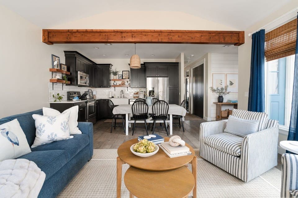 Open concept living and kitchen space