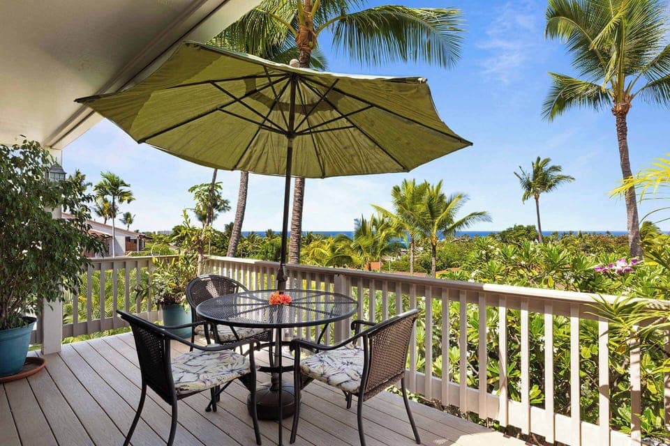 Outdoor seating on the balcony with amazing views