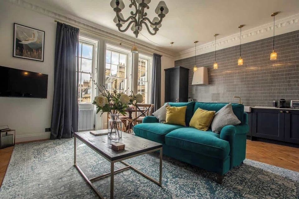 Luxuious lounge space with sofa bed