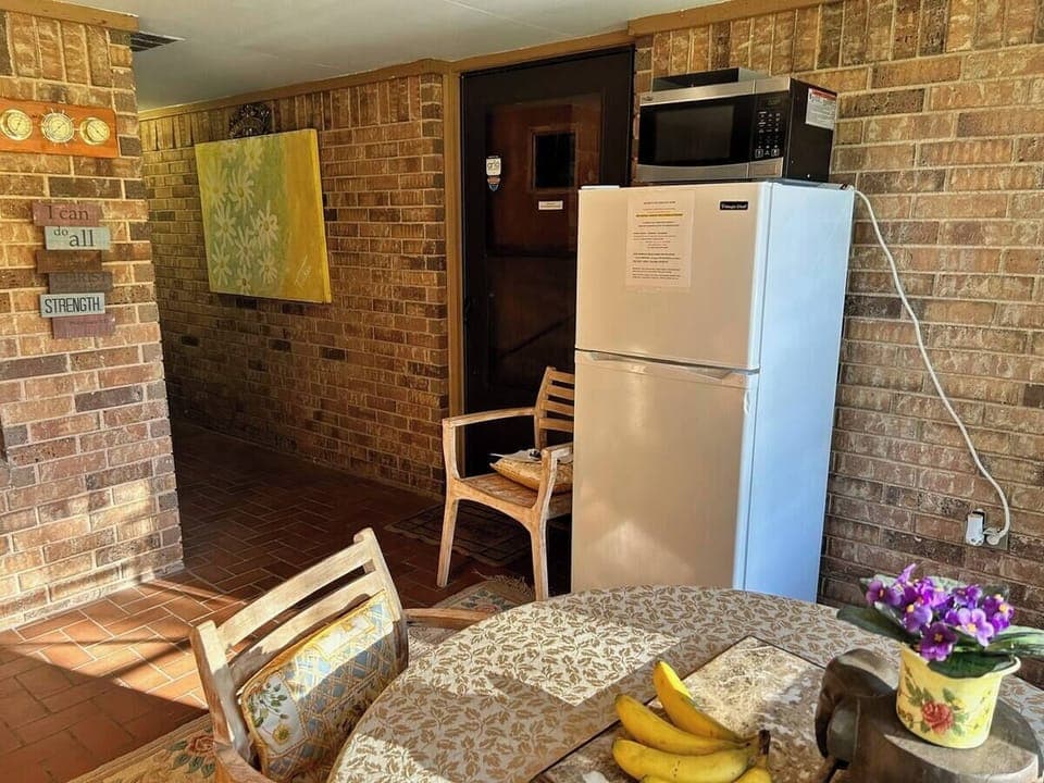 Darling kitchen with everything you need for your getaway. Fully stocked fridge