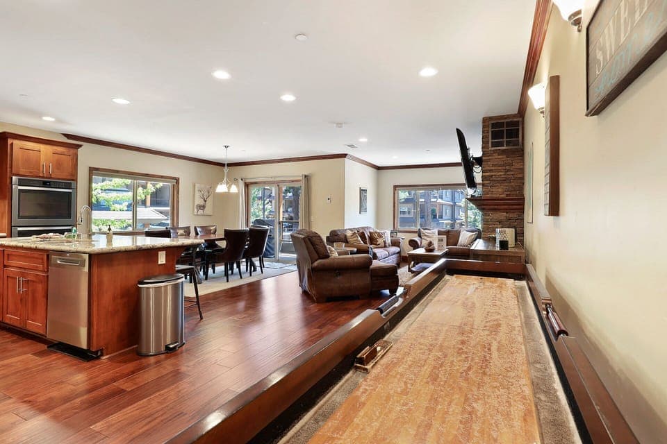 Open floor plan with shuffle board