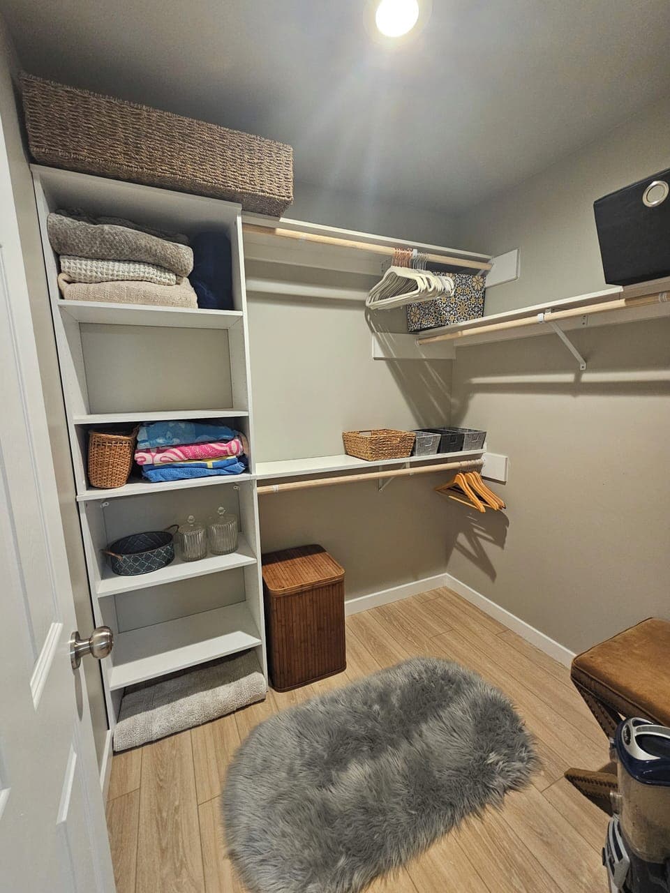 spacious walk in closet