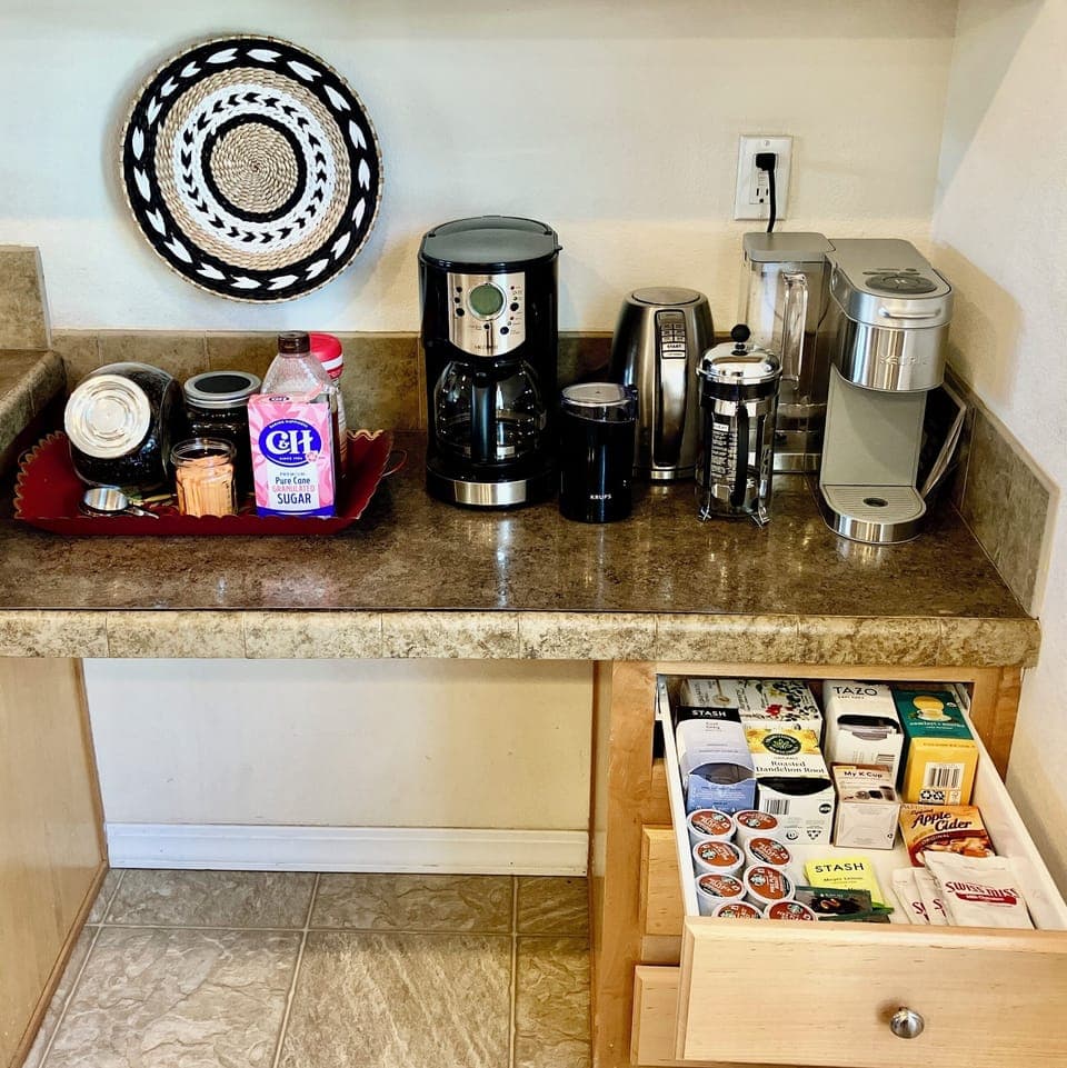 Fully stocked coffee & tea bar