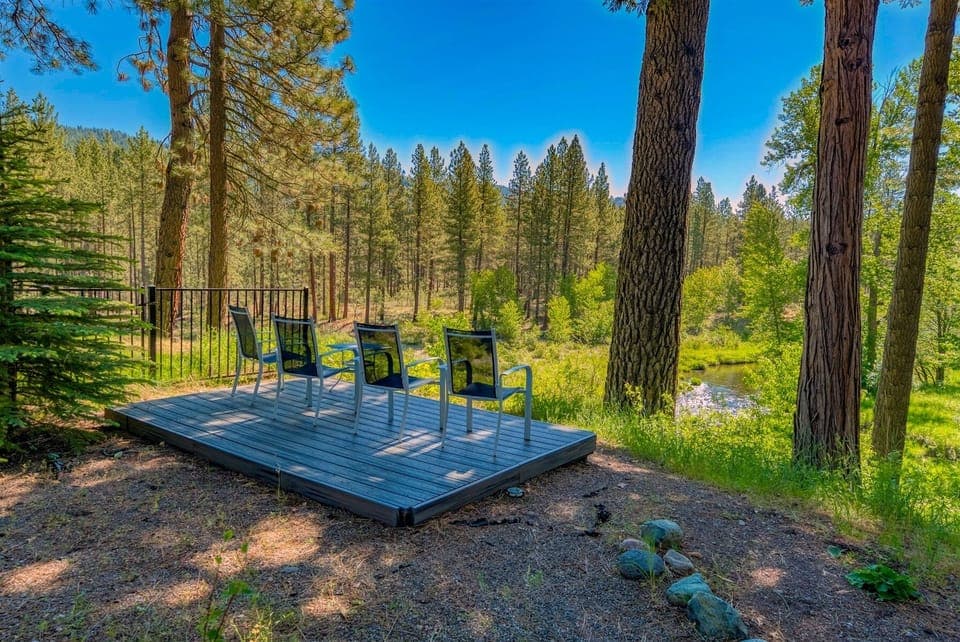 The little deck overlooking the river