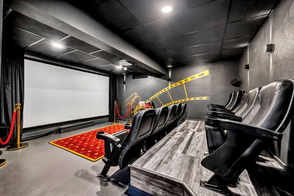 Movie night is taken to the next level in your very own private theater. Sink into tiered seating, grab some popcorn, and enjoy the big screen experience without ever leaving the cabin.
