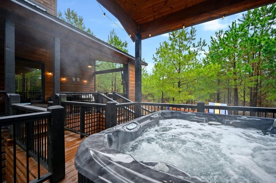Bask in bubbling bliss in the private hot tub