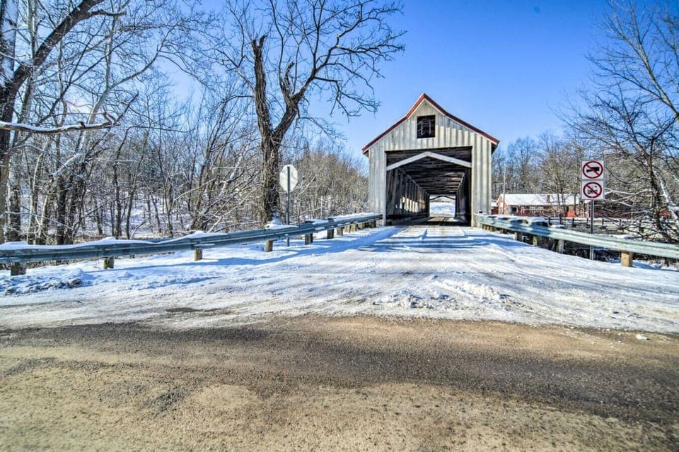A short drive brings you to the road covered bridge, a charming landmark to enjoy along the way.