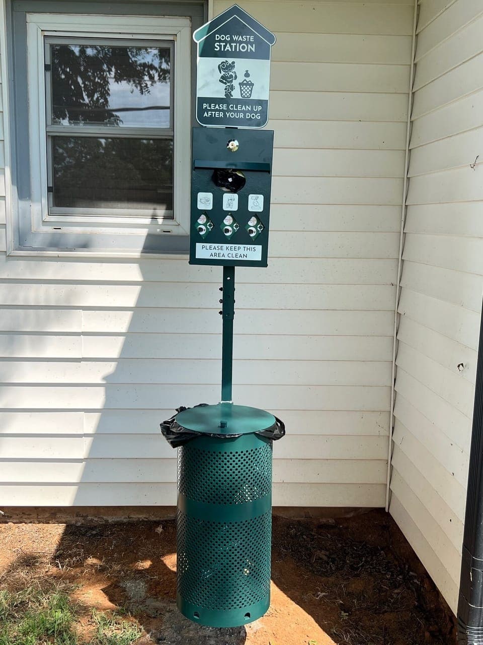 Dog waste station for your convenience.  Please pick up after your pets.