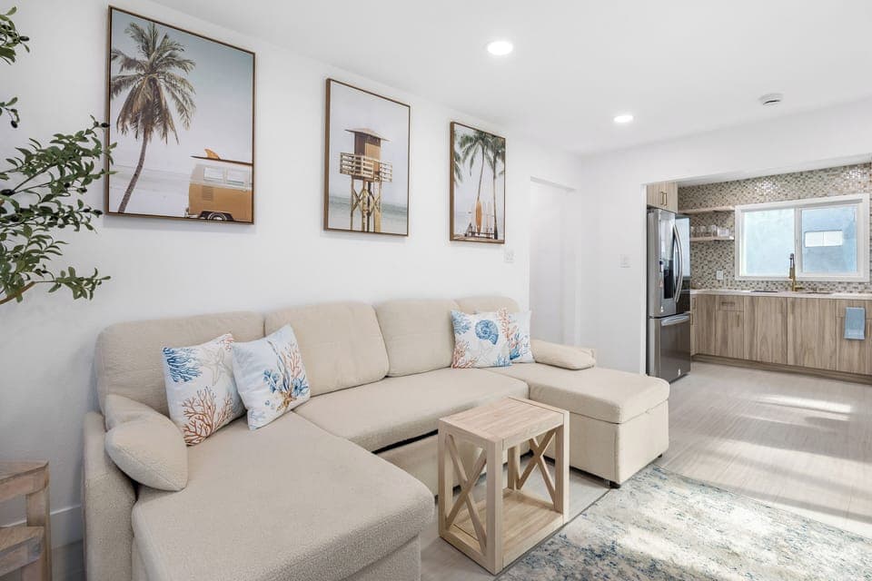 Queen sofa bed for flexible sleeping arrangements. (Sunset Surf)