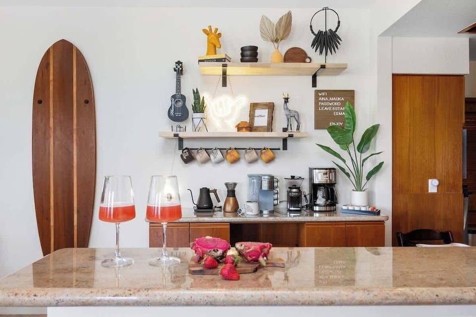 Start your day right with our well-equipped coffee station, featuring a high-quality coffee maker and all the essentials you need for a perfect cup of coffee.