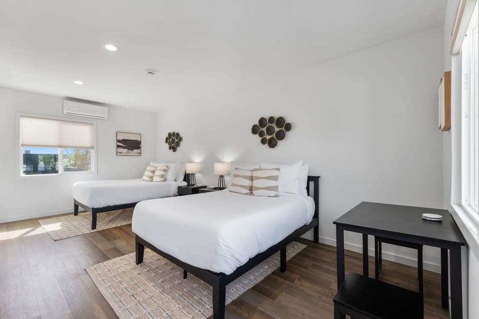 This upscale boutique features contemporary furnishings and two comfortable full beds for a peaceful night's rest