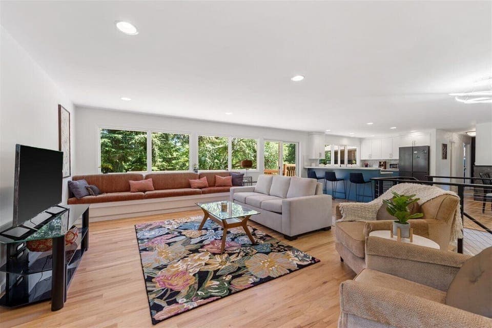 Living room and kitchen.