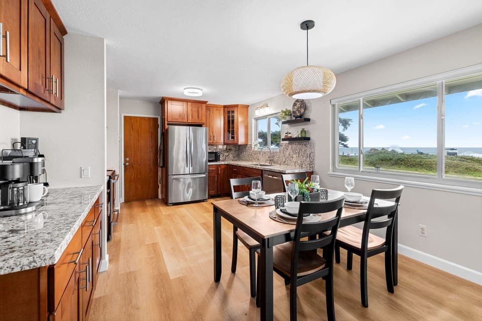 Fully Equipped Kitchen Also has an Ocean View