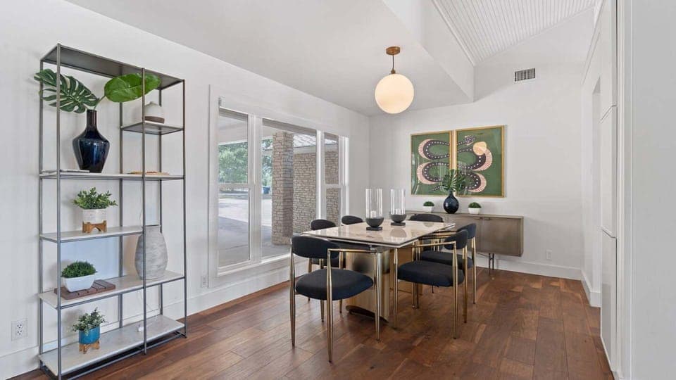 Elegant family dining area with natural light