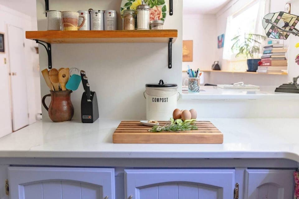 We provide in season produce from our garden and fresh eggs (when the hens are laying)