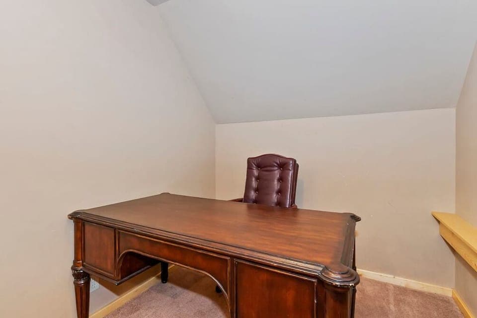 Movie room with desk space.