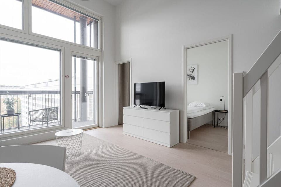 This bright and stylish brand-new loft apartment welcomes guests in Tampere`s Amuri district.