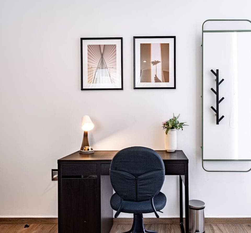 Another view of the quiet and functional workspace near the bedroom area