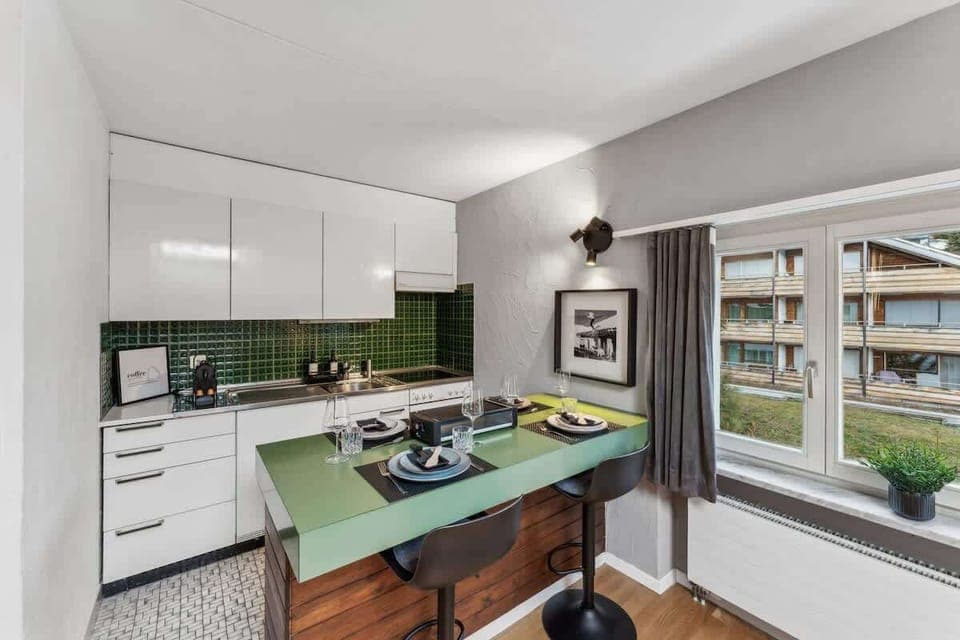 voll ausgestattete Küche mit Fondue & Raclette Ofen