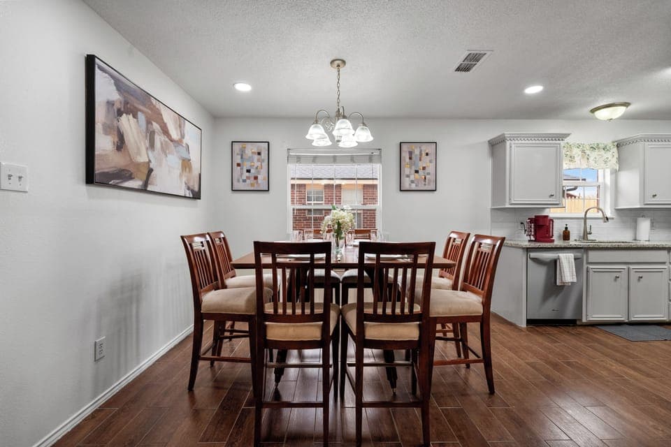 This dining table will seat 8 guests