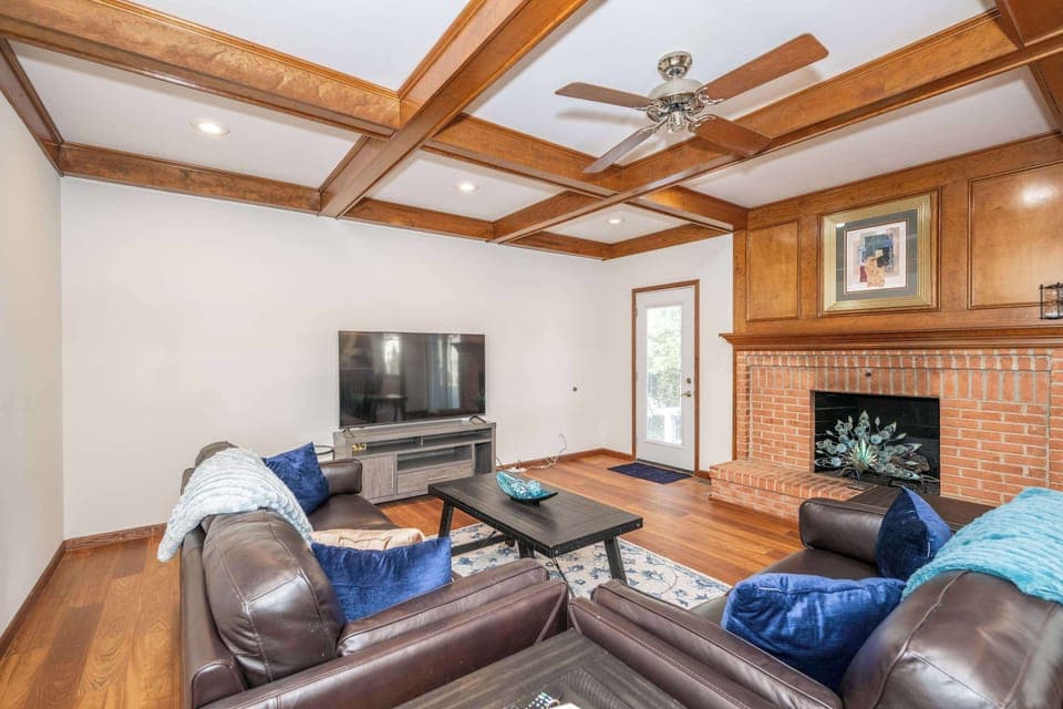 Curl up in the inviting living room & stream your favorites on the smart TV