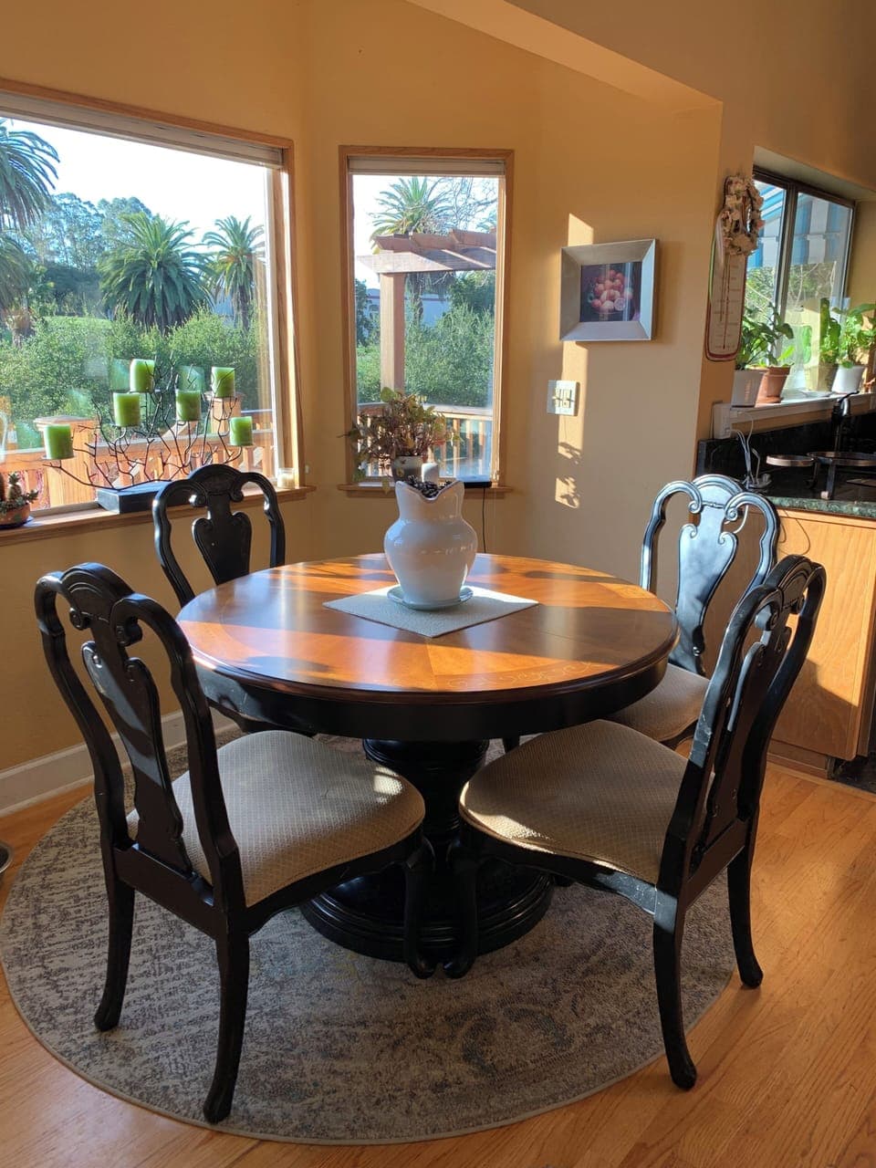 warm breakfast nook with a lovely view