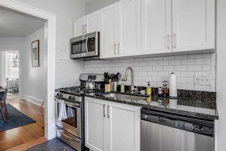 Spacious kitchen perfect for group meals and cozy dinners.